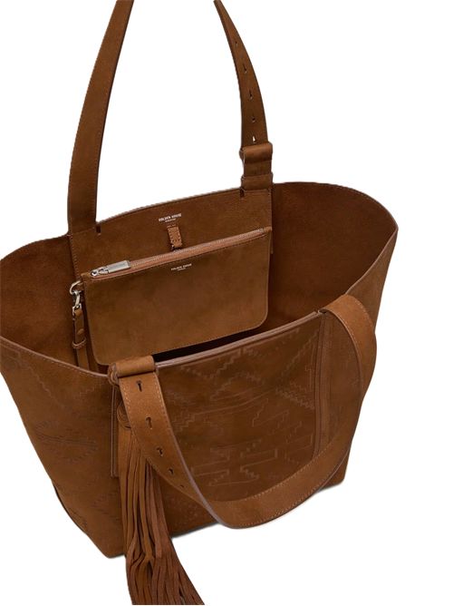 24/7 Bag East West in nabuk marrone con trama Golden Goose | GWA00785.A000917.55776DEEP CHESTNUT